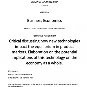 Critical discussing how new technologies impact the equilibrium in product markets. Elaboration on the potential implications of this technology on the economy as a whole