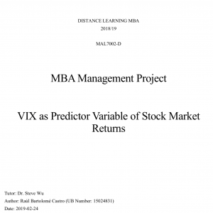 VIX as Predictor Variable of Stock Market Returns