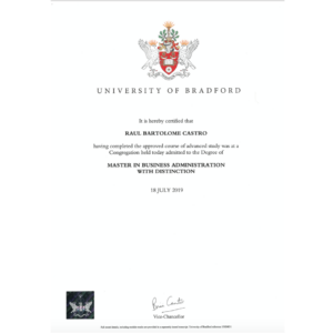 Master in Business Administration with Distinction