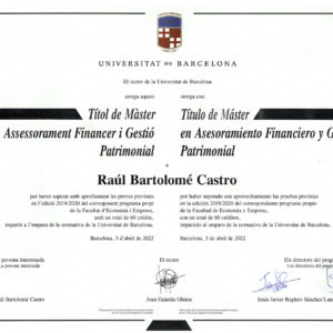 Master in Financial Advice and Asset Management