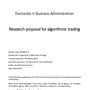Research proposal for algorithmic trading